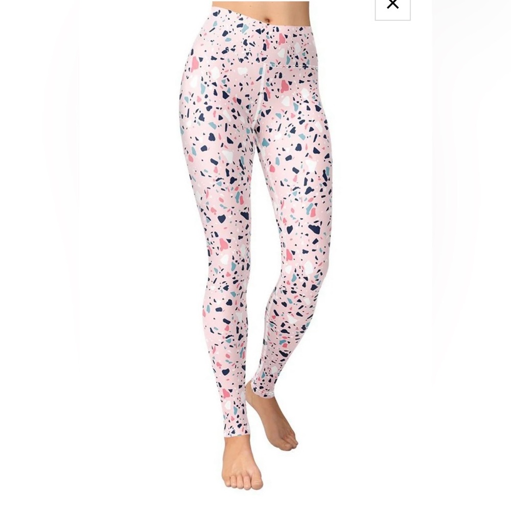 Fiercepulse Pink Terrazzo Marble Yoga Leggings